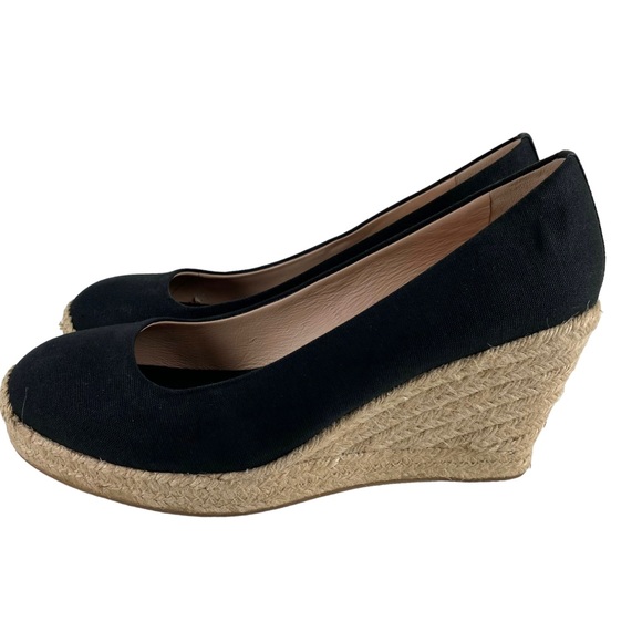 J Crew Black Espadrille Canvas Wedge Heels Slip On Women’s Size 8 - Picture 7 of 12